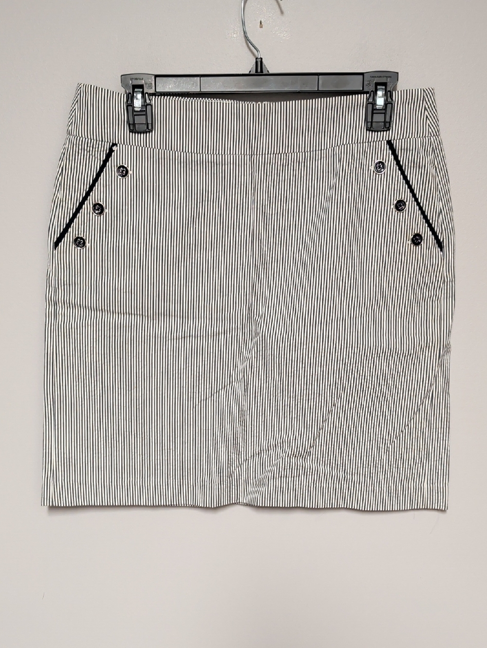 Valerie Bertinelli Blue and White Pinstripe Mini Skirt